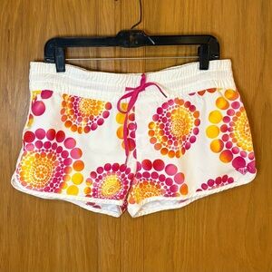 Roxy Low Rise Board Shorts Y2K White Pink Orange Size 11